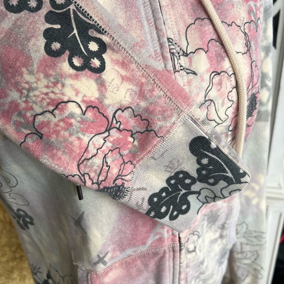 Lucky Brand Floral Zip-Up Hoodie - Pink and Gray Y2K vintage Sz M - Picture 4 of 6